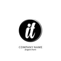 Initial IT with black circle brush logo template vector