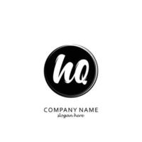 Initial HQ with black circle brush logo template vector