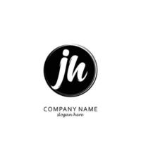 Initial JH with black circle brush logo template vector