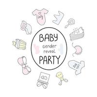 set of baby gender reveal party vector