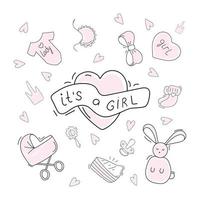 set of birth girl vector