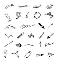 Vector set of hand drawn arrows, elements for presentation