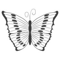 Una silueta negra abstracta de una linda mariposa aislada de fondo blanco vector