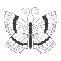 Una silueta negra abstracta de una linda mariposa aislada de fondo blanco vector