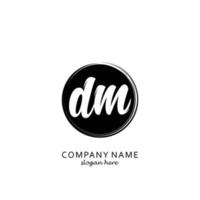 Initial DM with black circle brush logo template vector