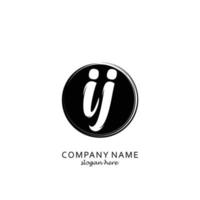 Initial IJ with black circle brush logo template vector