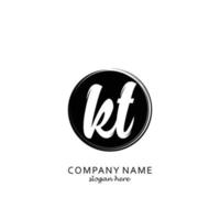 Initial KT with black circle brush logo template vector