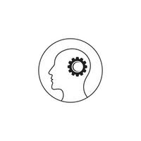 head and gear icon vector