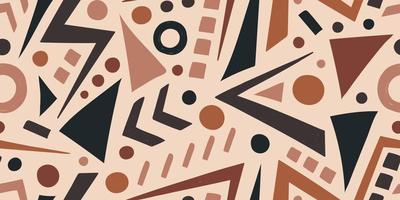 VECTOR HORIZONTAL SEAMLESS BEIGE ABSTRACT PATTERN WITH GEOMETRIC ELEMENTS