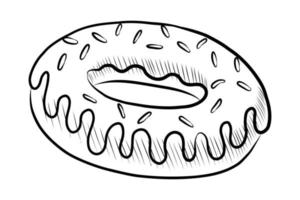 ilustración vectorial negra de un donut aislado en un fondo blanco vector