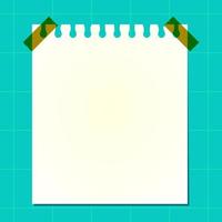 blank note paper covered with transparent tape on blue background with checkered pattern vector