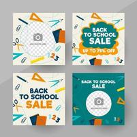 Social media back to school sale post template, editable social media post. Background for social media back to school sale post design. Vector illustration.