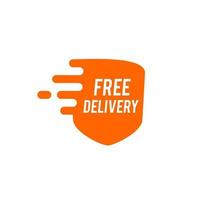 free delivery parcel vector icon. Free delivery label shipping pointer or sale sticker. Fast courier, transportation and cargo service free promotion badge illustration isolated on white background