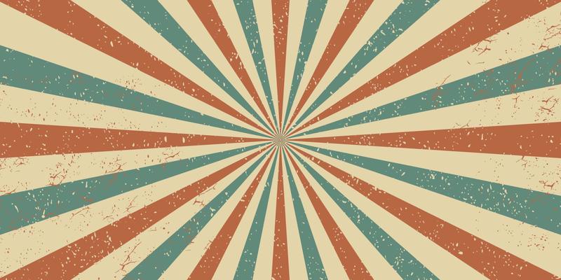 grunge Circus poster vintage vector backdrop. Sunlight retro horizontal background. color burst Vector illustration. Magic Sun beam ray pattern background. Old paper starburst template design