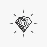 vector de logotipo de piedra de diamante, ilustración de croquis dibujado a mano de diamante en estilo vintage grabado. aislado sobre fondo blanco.