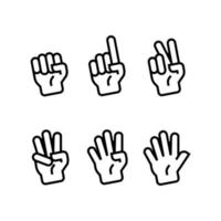 conjunto de gestos de mano contar 1 2 3 4 y 5 ilustración de icono de vector en estilo de línea lleno de dibujos animados de moda