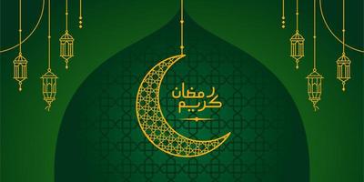 ramadan Kareem, Eid Mubarak Greeting Line icon minimal and simple vector design with beautiful Glowing Lantern and elegant crescent moon star for background and Banner