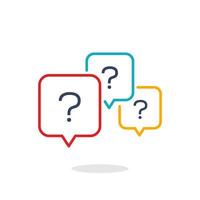 colorful Question bubbles line icon. speech bubbles with question mark. Ask help sign. Faq questionnaire symbol vector. Line style question bubbles icon Vector