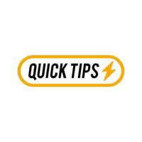 Quick tips vector icon label, advice template post with thunder lightning icon sticker for social media, fun fact label vector