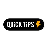 Quick tips vector icon label, advice template post with thunder lightning icon sticker for social media, fun fact label vector