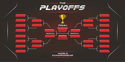 Black and Red competition bracket vector. sport game tournament championship contest stage layout, double elimination bracket board chart vector with champion trophy prize icon illustration background