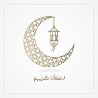 ramadan Kareem, Eid Mubarak Greeting Line icon minimal and simple vector design with beautiful Glowing Lantern and elegant crescent moon star for background and Banner