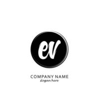 Initial EV with black circle brush logo template vector
