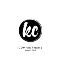 Initial KC with black circle brush logo template vector