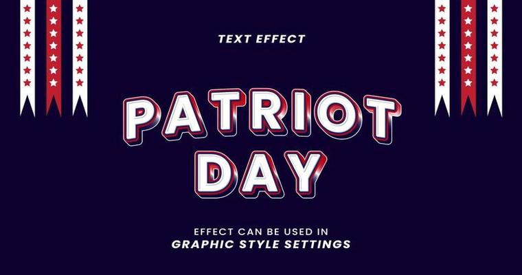 Patriot's Day Text Effect with 3d Letters