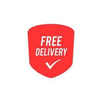 free delivery parcel vector icon. Free delivery label shipping pointer or sale sticker. Fast courier, transportation and cargo service free promotion badge illustration isolated on white background
