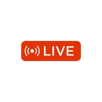 online broadcasting icon vector sticker Illustration, Live stream sign in red rectangle background. live report button.