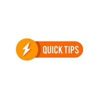 Quick tips vector template post with thunder lightning icon sticker for social media background, fun fact label vector