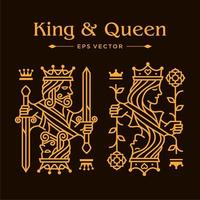 King and queen playing card vector illustration set of hearts, Spade, Diamond and Club, Royal cards design collection