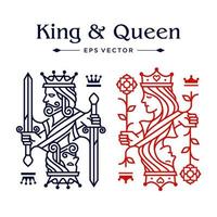 King and queen playing card vector illustration set of hearts, Spade, Diamond and Club, Royal cards design collection