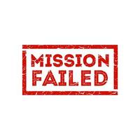 Mission failed red stamp vector text isolated on white background