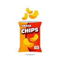 snack chips bag plastic packaging design illustration icon for food and beverage business, potato snack branding element logo vector. vector