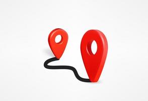 Way concept with map pins. 3d vector illustration