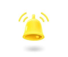 campana de oro concepto de notificación. Icono de vector 3D aislado sobre fondo blanco.