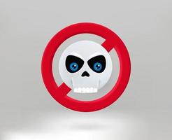 No death concept with skull icon. 3d vector illustration