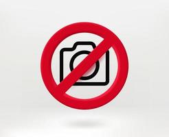 No photo concept with digital camera icon. 3d vector illustration