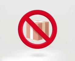 No delivery concept with cardbox icon. 3d vector illustration