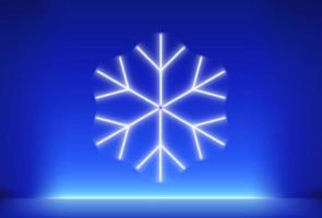 Blue background with neon snowflake. Vector illustration