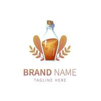 orange potion logo. illustration of herbs and leaves with realistic details vector