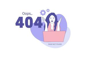 ilustraciones expresión negativa mujer de negocios enojada por uy error 404 concepto de diseño página de destino vector