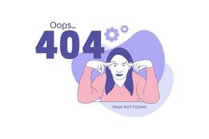 Illustrations negative expression angry business woman for Oops 404 error design concept landing page vector