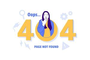 Illustrations angry woman for Oops 404 error design concept landing page vector