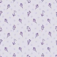 Seamless spring pattern with flowers in line art style. vector