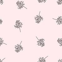 Seamless spring pattern with flowers in line art style. vector