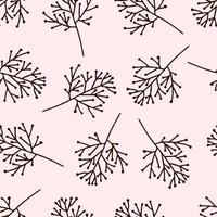 Seamless spring pattern with flowers in line art style. vector