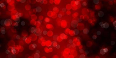 Dark Red vector background with bubbles.